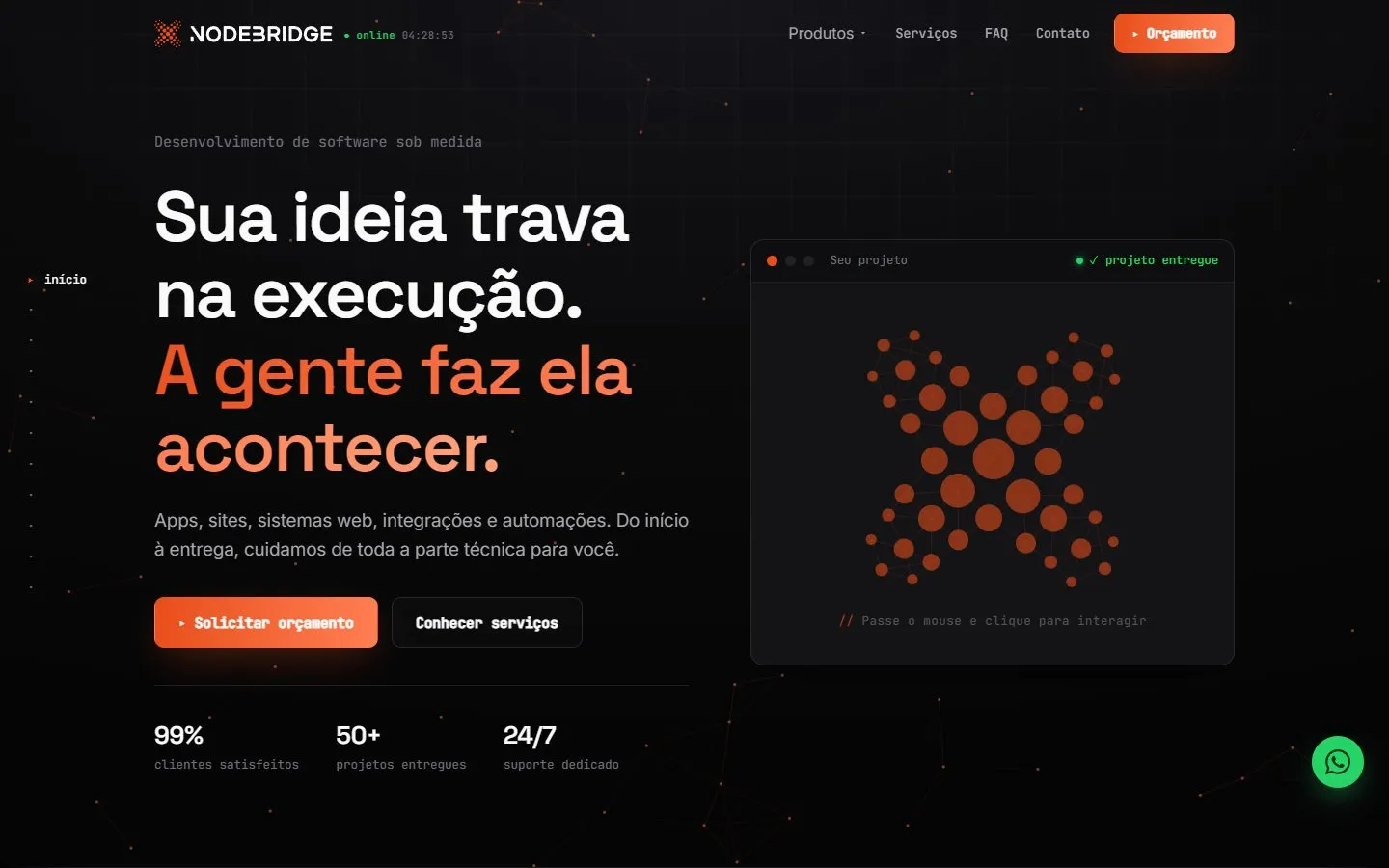 Página inicial de Nodebridge